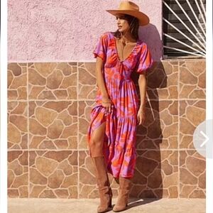 Mister Zimi Pink And Red Tiered Dress Sz 12